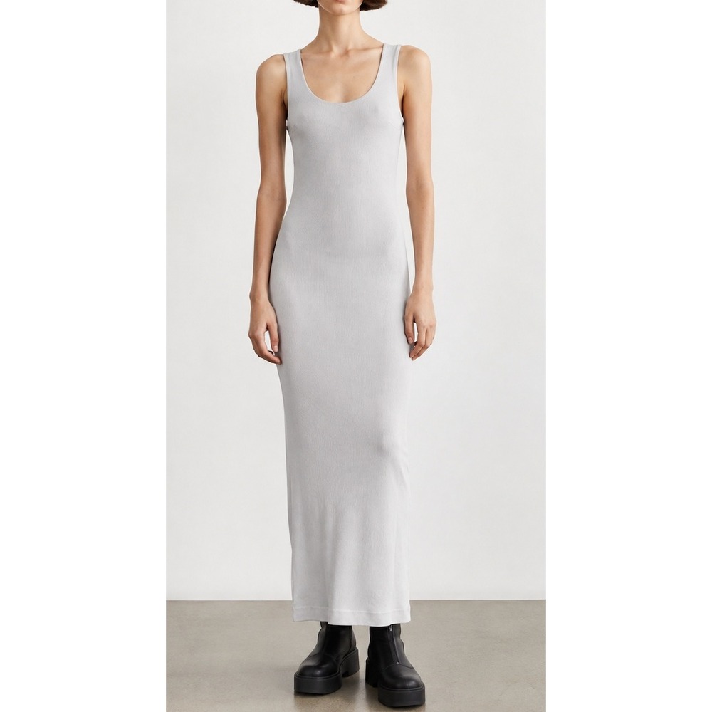 COS Chic Sleeveless Ribbed Scoop Neck Tank Dress Midi Nylon Minimalist Small
